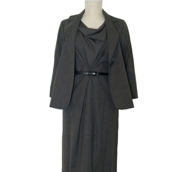 Talbots Women's Vintage two piece midi Dress and Blazer vintage suit dark‎ grey - Picture 1 of 16